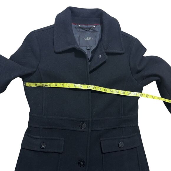 Talbots Pea Coat Sz 6 Black Wool Blend Overcoat Pockets Button Front Classic - Picture 4 of 7
